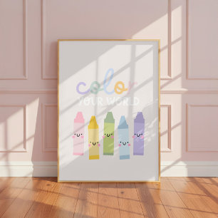 Affiche Filles de la chambre de crayon Coloriez Votre Mond