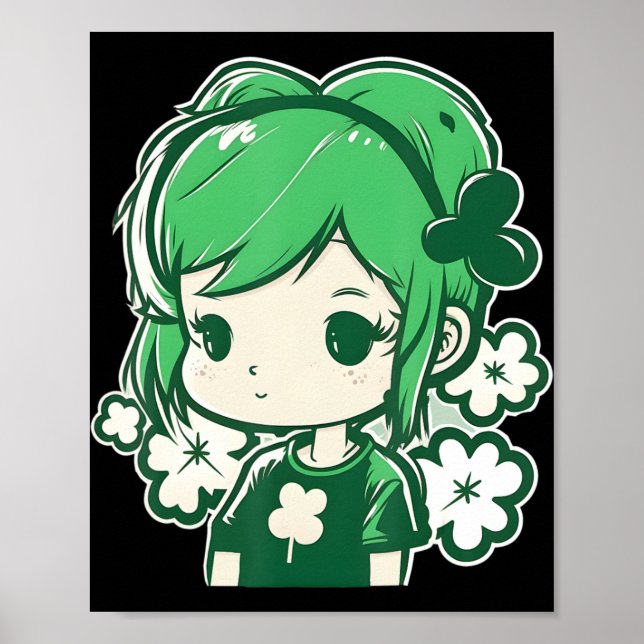 Affiche Filles de la Saint-Patrick Shamrock Filles Mignonn (Devant)