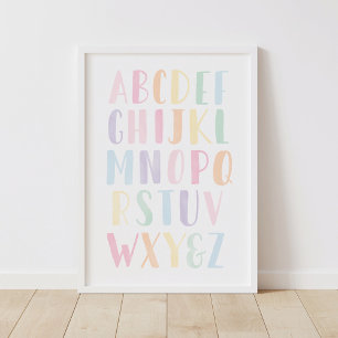 Affiche Filles de l'alphabet pastel Chambre