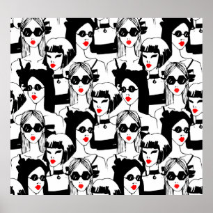 Affiche Filles de mode, modèle, lunettes de soleil, motif 