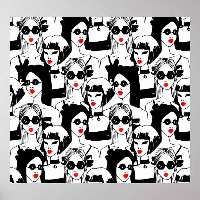 Affiche Filles de mode, modèle, lunettes de soleil, motif  (Devant)