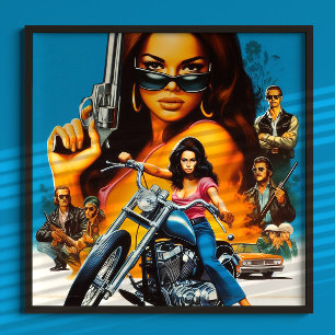 Affiche Filles de motard rétro