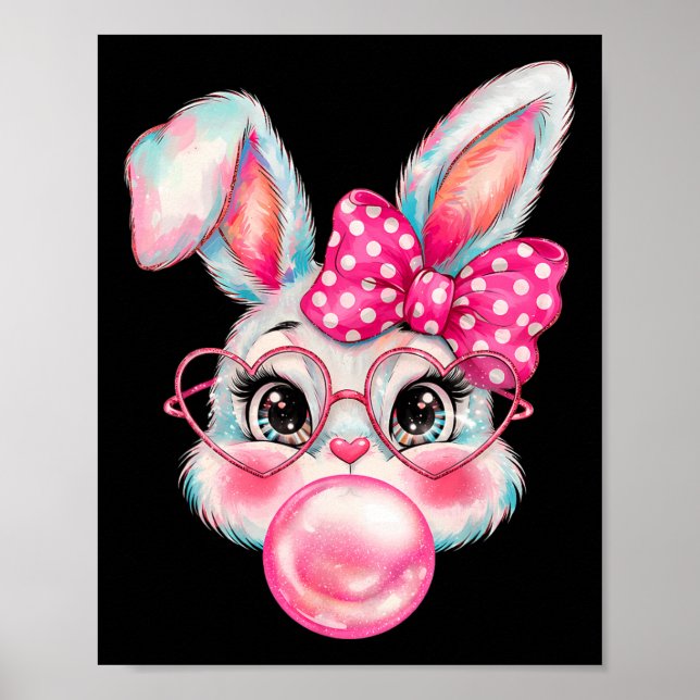 Affiche Filles de Pâques Lapin Mignon Visage Coquette Pâqu (Devant)