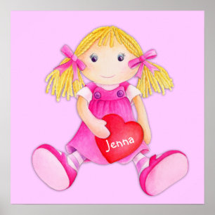 Affiche Filles de poupée en tissu fantaisiste ajoutez votr