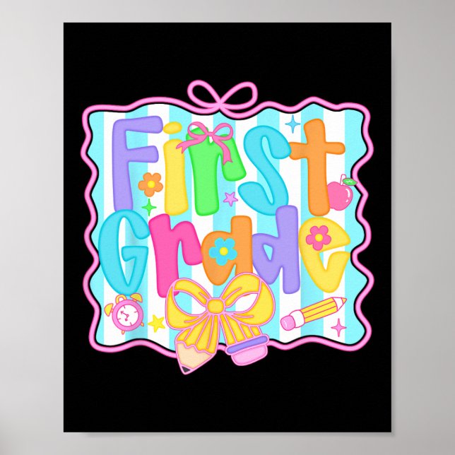 Affiche Filles De Première Année Retour À L'École Bow Cute (Devant)