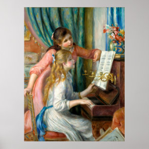 Affiche Filles de Renoir au piano art impressionniste