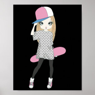 Affiche Filles de skateboard Skate Skateboard Font Un Kick