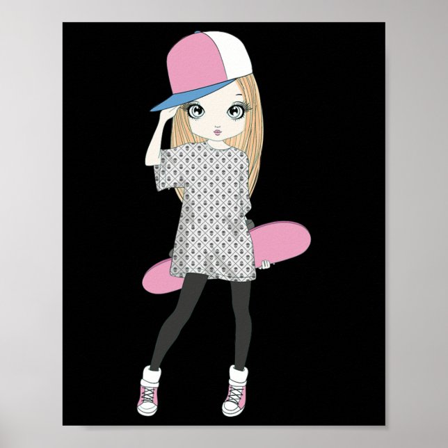 Affiche Filles de skateboard Skate Skateboard Font Un Kick (Devant)