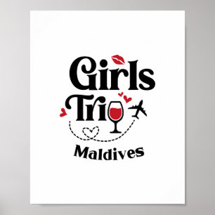Affiche Filles de vin mignonnes Voyage aux Maldives Vacanc