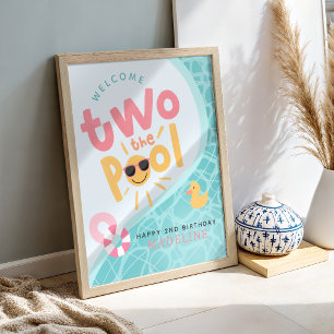 Affiche Filles Deux À La Piscine Été 2ème Anniversaire Bie