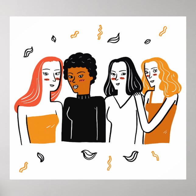 Affiche Filles diverses, diverses nationalités ensemble. (Devant)