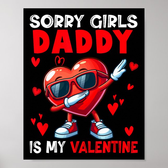 Affiche Filles Drôle Blague Papa Est Mon Saint Valentin Da (Devant)