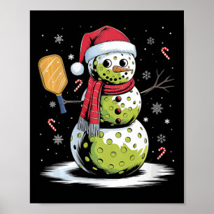 Affiche Filles Drôle Pickleball Snowman Santa Hat Xmas Coo