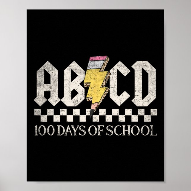 Affiche Filles Enseignants Rock 100 Jours De L'École Abcd  (Devant)