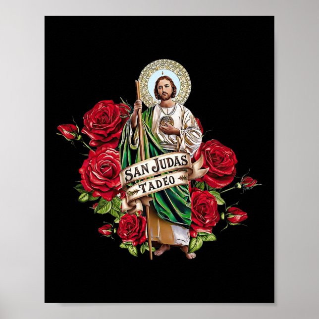 Affiche Filles Femmes Roses Rouges San Judas Tadeo Con Ban (Devant)