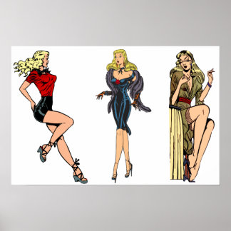 Affiche Filles glamour magnifiques vintage pin-up blondes