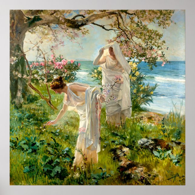 Affiche Filles grecques sur le rivage par Joaquín Sorolla (Devant)