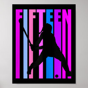 Affiche Filles Joueuse de hockey sur gazon 15e anniversair