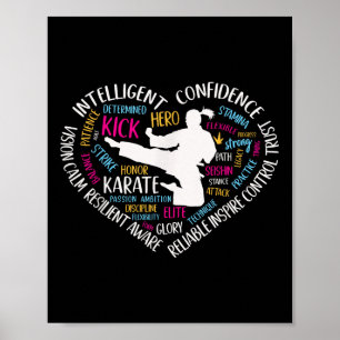 Affiche Filles Karaté Coeur Pour Ados Femmes Aiment Martia