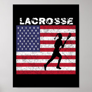 Affiche Filles Lacrosse Usa Drapeau T Chemise Perdue Vinta