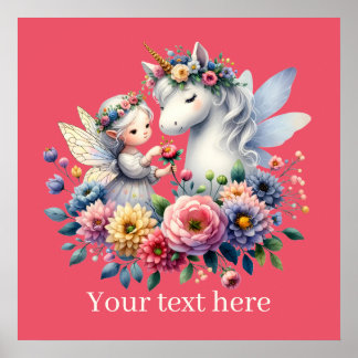 Affiche filles licorn Fairy imaginaire ajouter un message