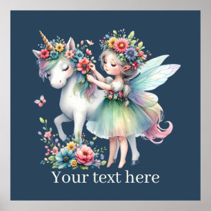 Affiche filles licorn Fairy imaginaire ajouter un message
