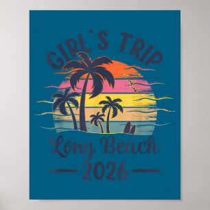 Affiche Filles Long Beach Ca Voyage Vintage
