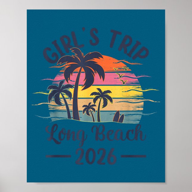 Affiche Filles Long Beach Ca Voyage Vintage (Devant)