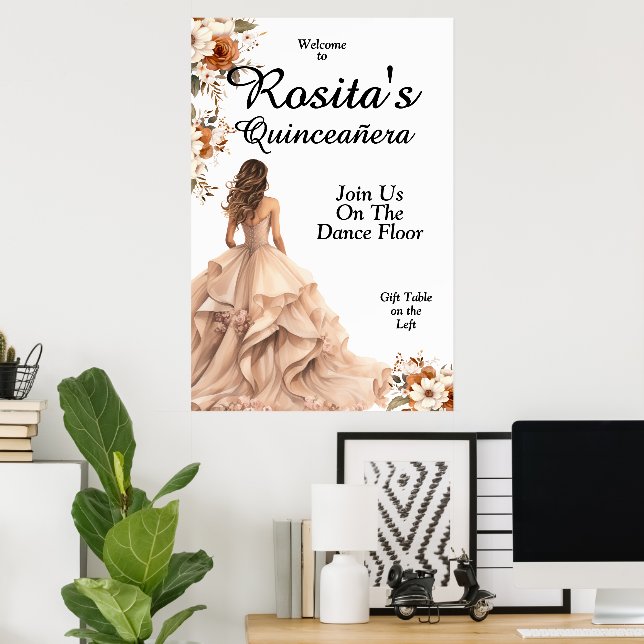 Affiche Filles mexicaines 15e anniversaire Quinceanera (Bureau à domicile)