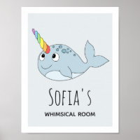 Filles mignonne arc-en-ciel Narwhal Nom du dessin 