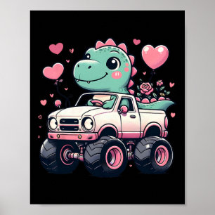Affiche Filles mignonnes Enfants Valentines Jour Dinosaure