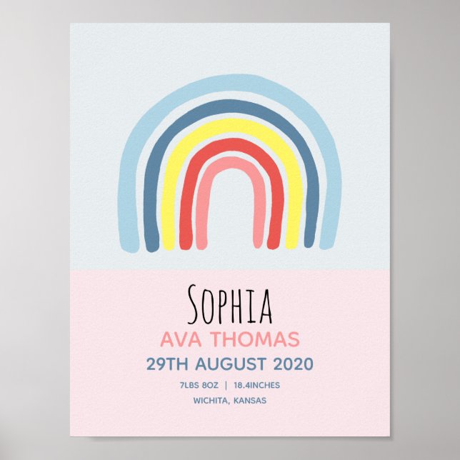 Affiche Filles mignonnes rose arc-en-ciel Statistiques de  (Devant)