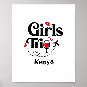 Affiche Filles mignonnes vin voyage Kenya vacances 