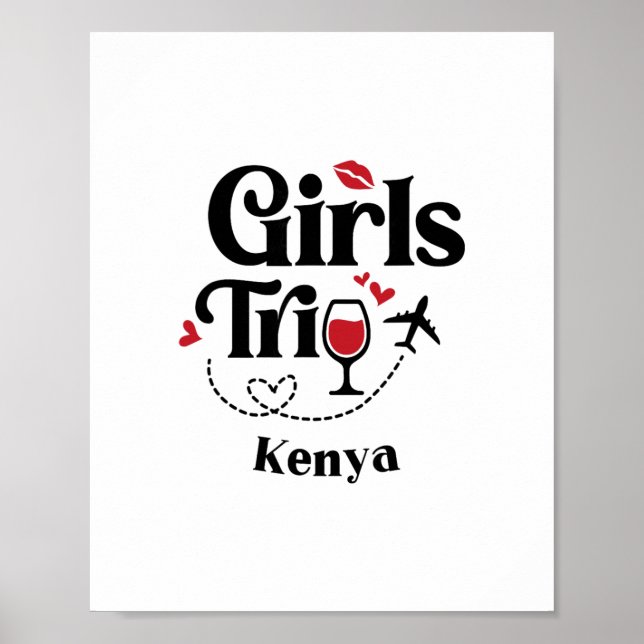 Affiche Filles mignonnes vin voyage Kenya vacances  (Devant)