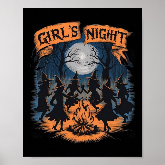 Affiche Filles' Night Witch Coven Halloween Design Éffraya (Devant)