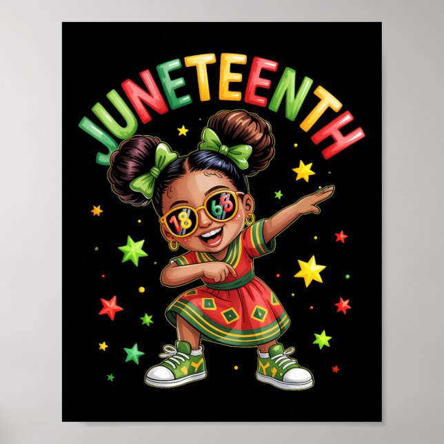 Affiche Filles noires Dabbing Mélanine Juneteenth Afrique  (Devant)