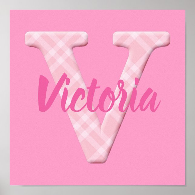 Affiche Filles Nom Lettre personnalisée V (Devant)