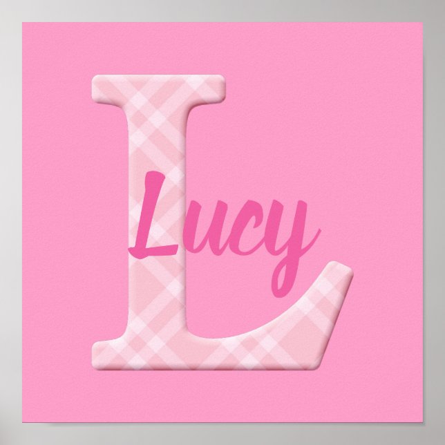 Affiche Filles Nom Lettre Plaid personnalisée L (Devant)