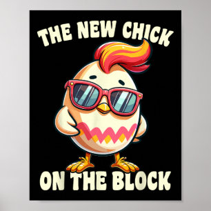 Affiche Filles Nouveau Chick Sur Le Bloc Oeuf Chasse Pâque