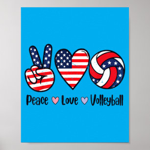 Affiche Filles Paix Amour Volley-ball 4 juillet Américain