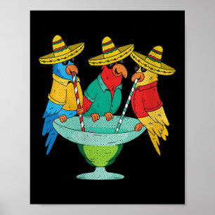 Affiche Filles Parrot Cinco De Mayo Drôle Boire Tequila