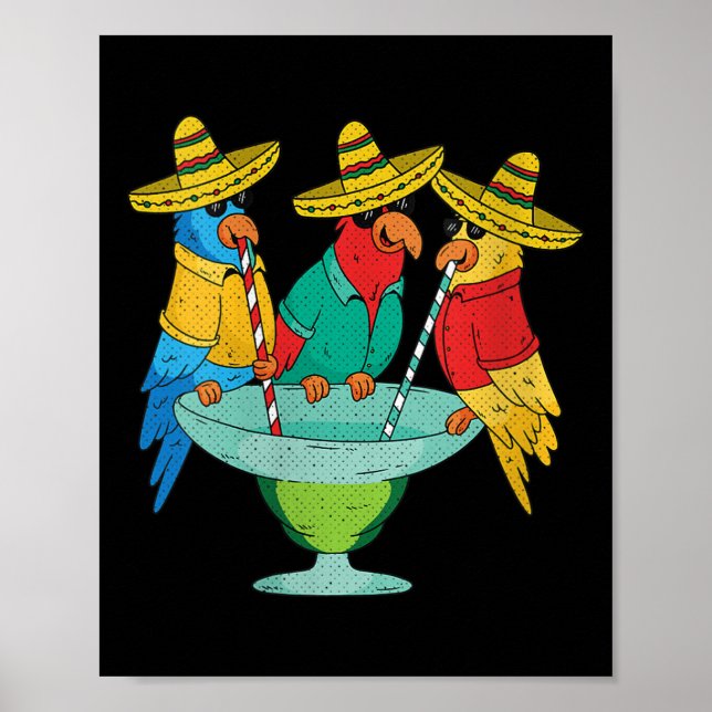Affiche Filles Parrot Cinco De Mayo Drôle Boire Tequila (Devant)