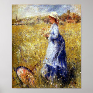 Affiche Filles Rassembler Fleurs Art par Renoir Imprimer
