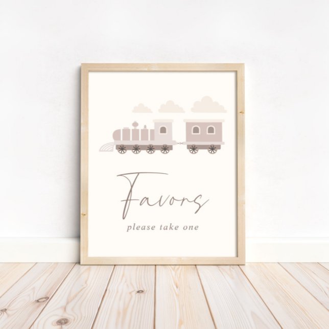 Affiche Filles roses Train Anniversaire Faveurs Panneau de (An adorable customizable favors table sign.)