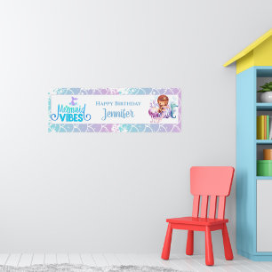 Affiche Filles Sirène Anniversaire Personnalisé
