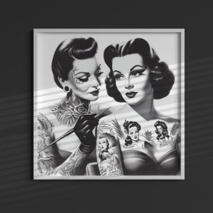 Affiche Filles tatouées rétro