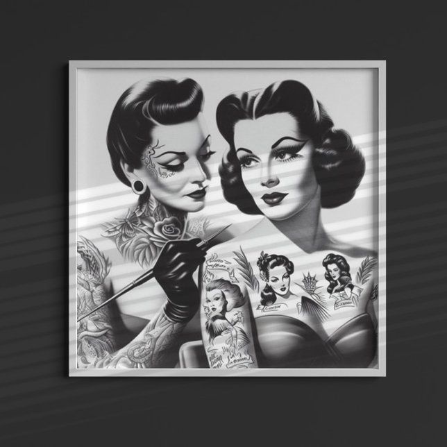Affiche Filles tatouées rétro (Créateur téléchargé)