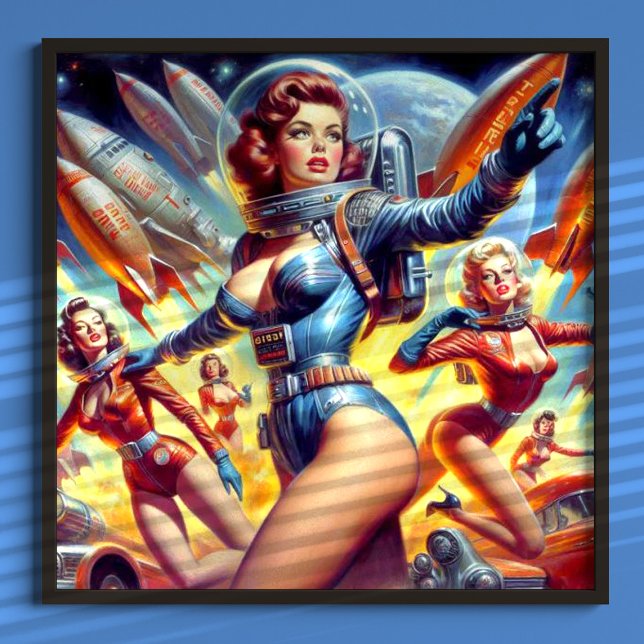 Affiche Filles vintages en Sci-Fi (Créateur téléchargé)