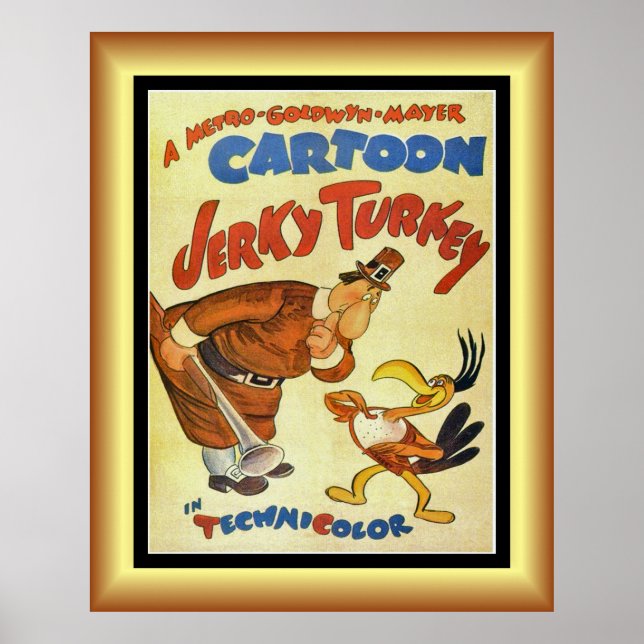 Affiche Film de dessin animé, Jerky Turkey, Gold & Black B (Devant)