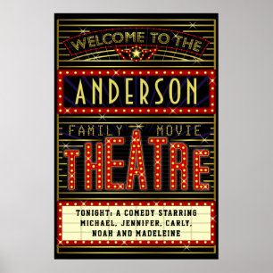 Affiche Film Theatre Marquee Home Cinéma Nom 20 x 30